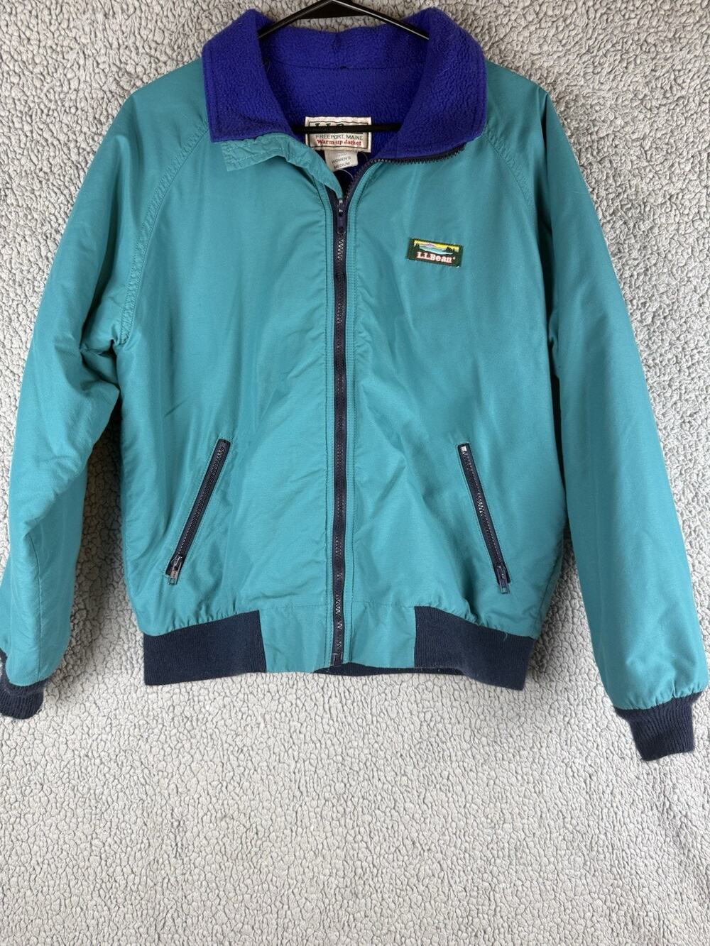 Vintage LL Bean Jacket Polar Plus Fleece Lined Bomber Women’s Medium Teal Purple